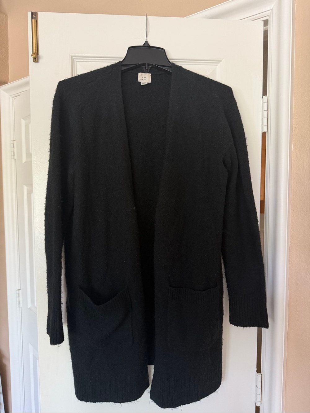 a new day Black Open-Front Pocket Cardigan Sweater